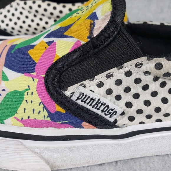 Punkrose Slip On Memory Foam Sneakers Black White Polka Dot Abstract Sole Red - Picture 5 of 15